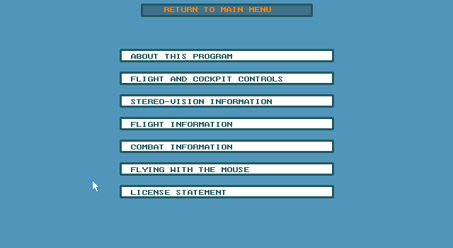 Flight Action (DOS) screenshot: program information