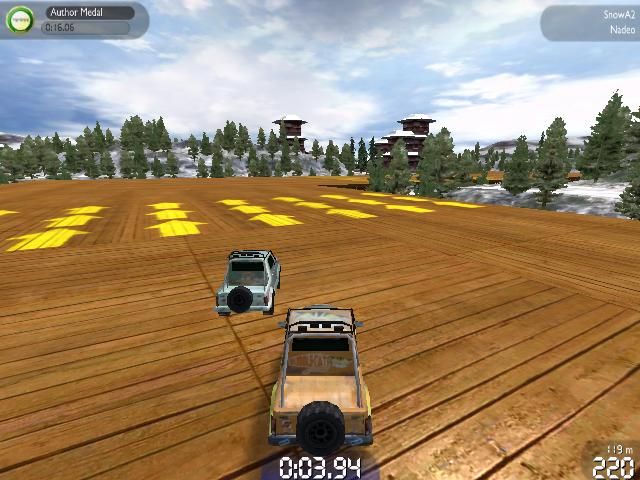 TrackMania United Forever (Windows) screenshot: Snow: Turbo ahead