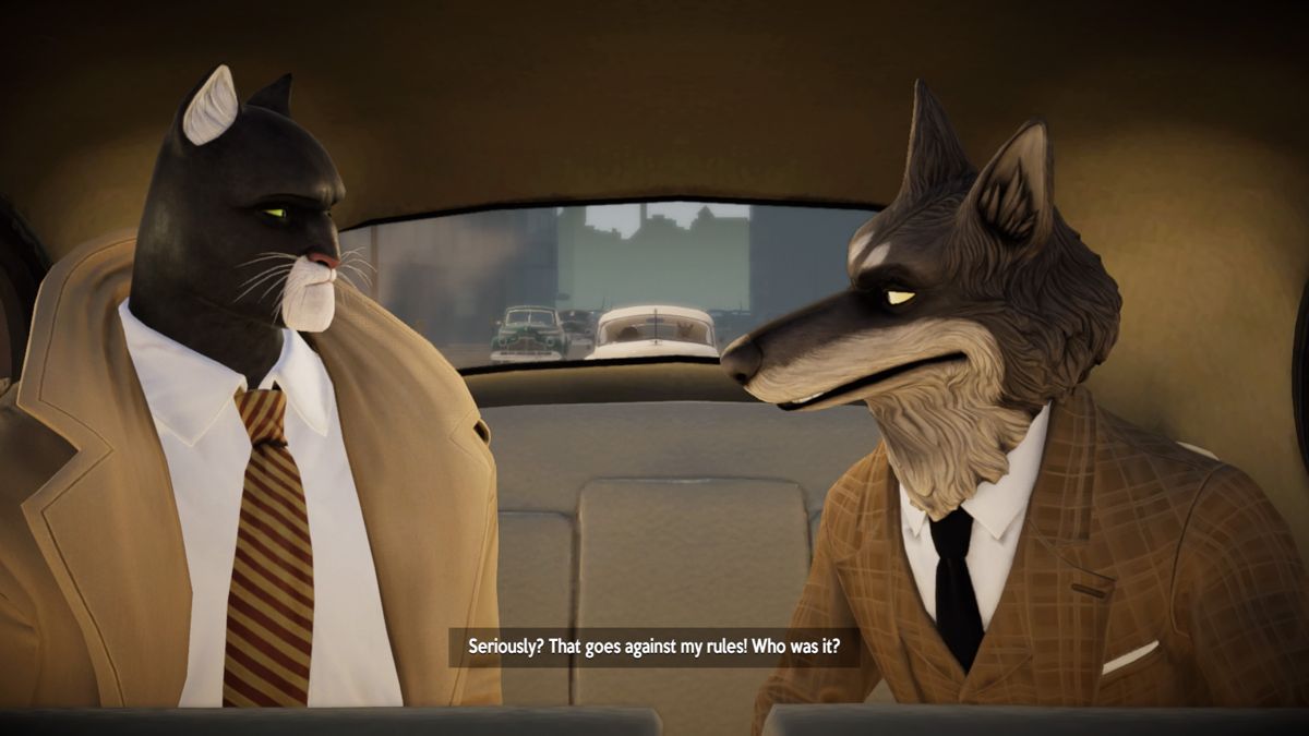 Blacksad: Under the Skin (PlayStation 4) screenshot: O'Leary wants to use Blacksad to find Bobby Yale's whereabouts