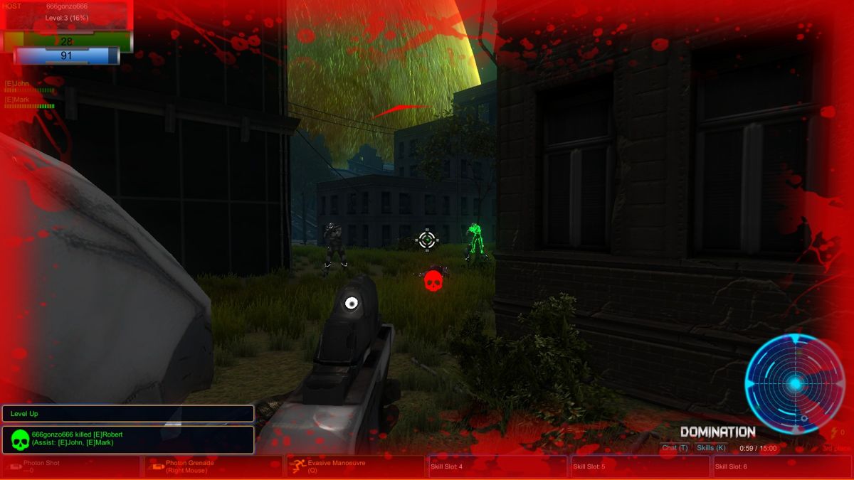 Clash (Windows) screenshot: Red frame - player is near death