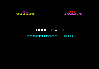 Sabre Wulf (Amstrad CPC) screenshot: Game Over