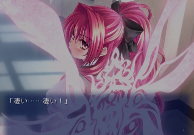 Shinkyoku Sōkai Polyphonica: 3&4 Hanashi Kanketsuhen (PlayStation 2) screenshot: Corticarte showing off her wings