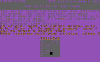 In the Beginning... (Commodore 64) screenshot: Design a fish