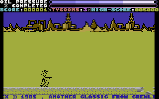 Tycoon Tex (Commodore 16, Plus/4) screenshot: Lets save the pipeline