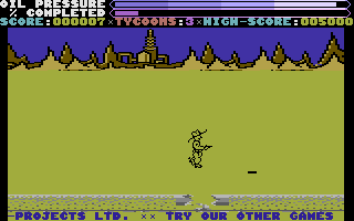 Tycoon Tex (Commodore 16, Plus/4) screenshot: Jump the gap
