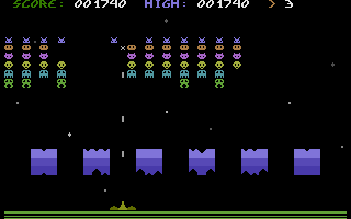 HJD Games (Commodore 16, Plus/4) screenshot: Invasion: Blast the aliens