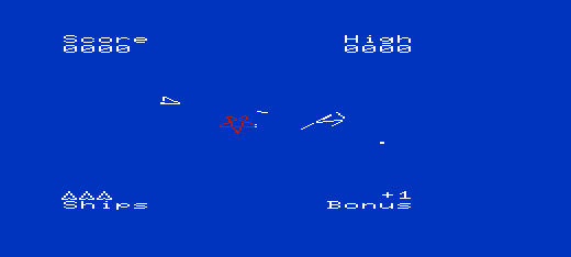 Black Hole (VIC-20) screenshot: Pulled Towards the Black Hole