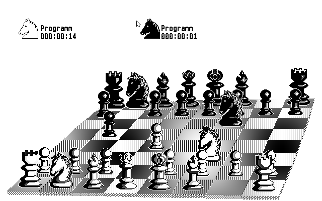 Checkmate (Atari ST) screenshot: 3D view (Monochrome monitor)