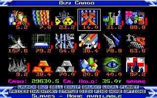 Elite (Amiga) screenshot: Market information