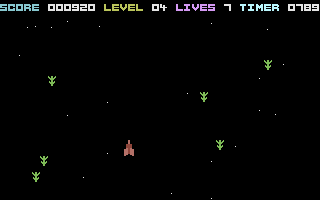 Dizasterblaster (Commodore 16, Plus/4) screenshot: Another wave