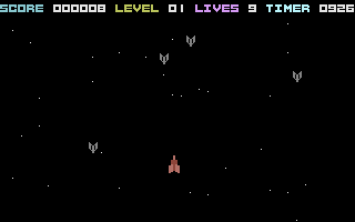 Dizasterblaster (Commodore 16, Plus/4) screenshot: Blast the aliens