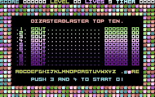 Dizasterblaster (Commodore 16, Plus/4) screenshot: Title Screen