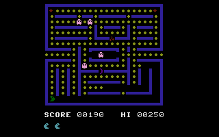 Cruncher (Commodore 16, Plus/4) screenshot: Time to eat the Ghosts