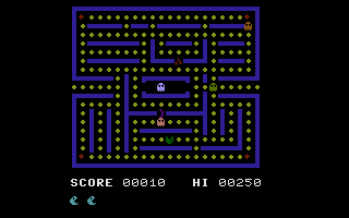 Cruncher (Commodore 16, Plus/4) screenshot: Lets eat the dots
