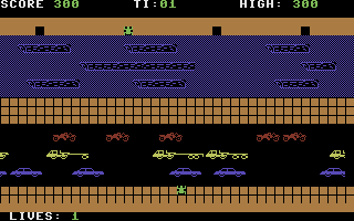 Froggy (Commodore 16, Plus/4) screenshot: Made it to the other side