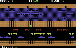 Froggy (Commodore 16, Plus/4) screenshot: Crossed the road