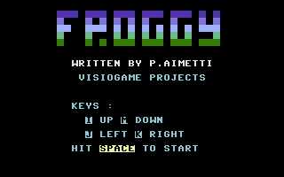 Froggy (Commodore 16, Plus/4) screenshot: Title Screen