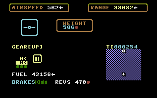 Flight Zero-One Five (Commodore 16, Plus/4) screenshot: Flying the plane