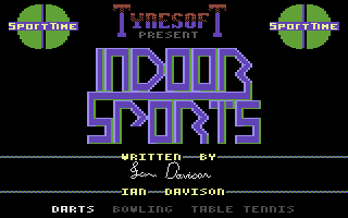 Superstar Indoor Sports (Commodore 16, Plus/4) screenshot: Title Screen