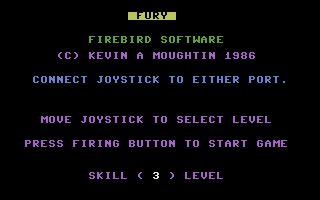Fury (Commodore 16, Plus/4) screenshot: Title Screen