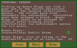 Terminal Terror (DOS) screenshot: The story so far...