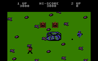 Ikari Warriors (Commodore 16, Plus/4) screenshot: Found some tanks