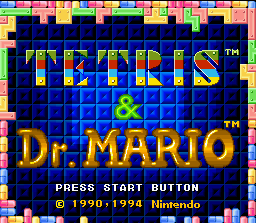 Tetris & Dr. Mario (SNES) screenshot: Title screen.
