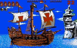 Hammer Boy (Amiga) screenshot: The pirates have taken over the ship