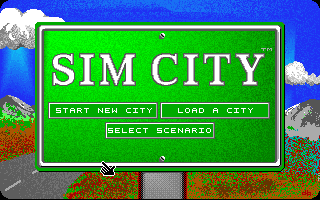 SimCity (DOS) screenshot: Title screen (VGA/MCGA)
