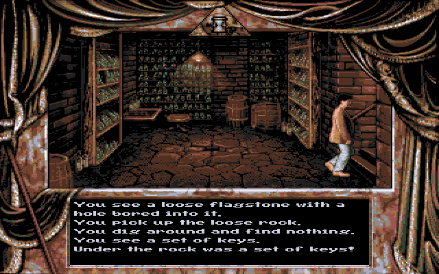 Dark Seed (Amiga) screenshot: The floor in your basement was hiding car keys
