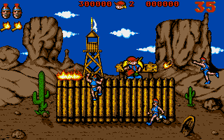 Hammer Boy (Amiga) screenshot: The fort is on fire!