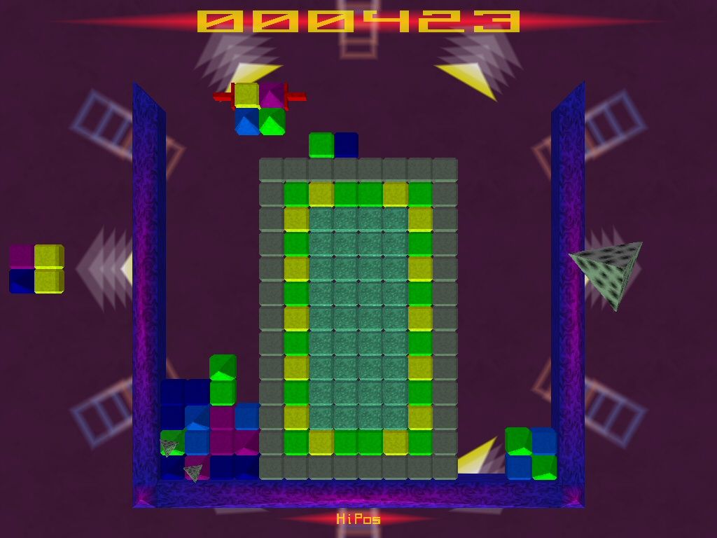 Bloxter (Windows) screenshot: Vanders attacking (the big thing on the right side and the two inside the blocks on the left side)