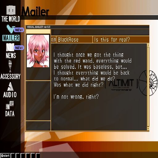 .hack//Mutation: Part 2 (PlayStation 2) screenshot: 'The World' is an online game so the game simulates a gaming terminal with mail, news and other functions