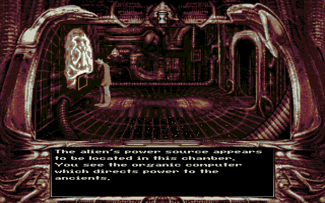 Dark Seed (Amiga) screenshot: Approaching the organic computer of the Ancients