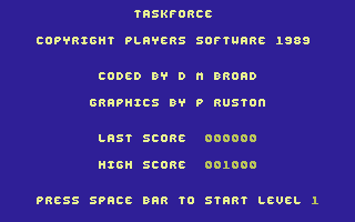 Taskforce (Commodore 16, Plus/4) screenshot: Title Screen