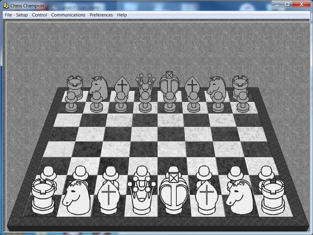Chess System Tal II (Windows) screenshot: An alternate view of the chessboard. This is the Mono set of chessmen