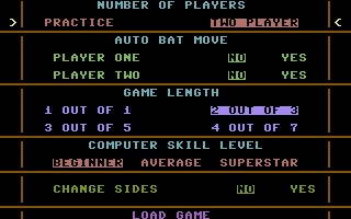 Superstar Indoor Sports (Commodore 16, Plus/4) screenshot: Table Tennis: Options