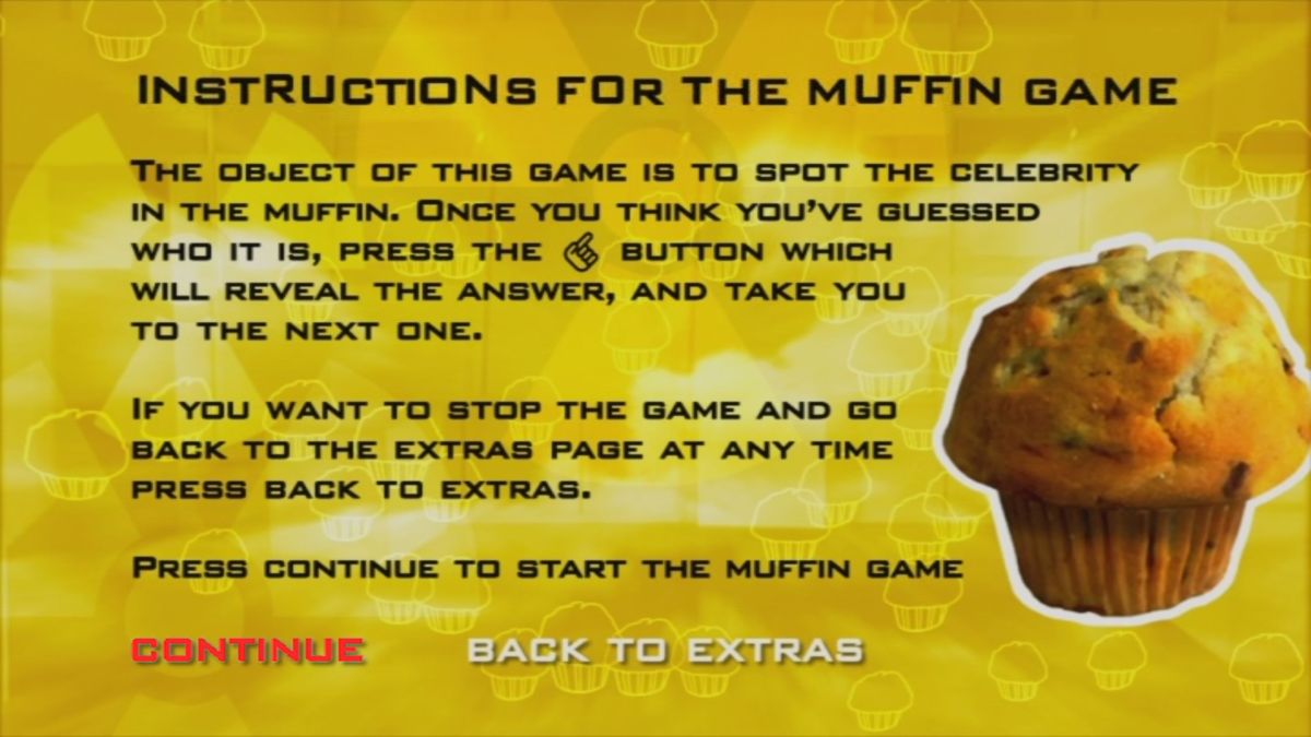 Ross Noble: Sonic Waffle (DVD Player) screenshot: The Celebrity Muffin Game instructions
