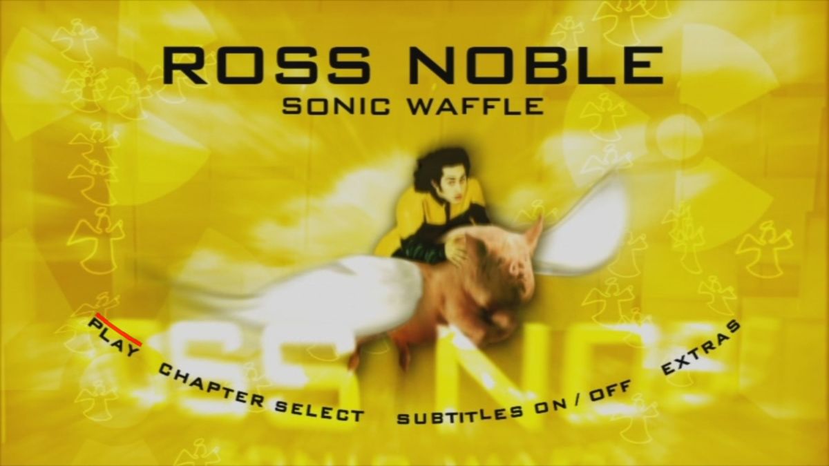 Ross Noble: Sonic Waffle (DVD Player) screenshot: Main menu<br>The pig's wings are animated