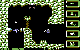 Taskforce (Commodore 64) screenshot: Gun on the ceiling