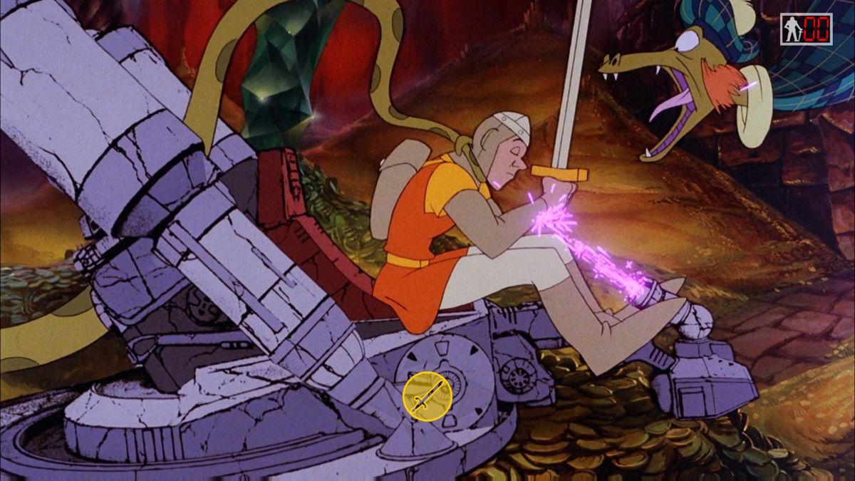 Dragon's Lair Trilogy (PlayStation 4) screenshot: Dragon's Lair II: The snake is too late to stop Dirk now