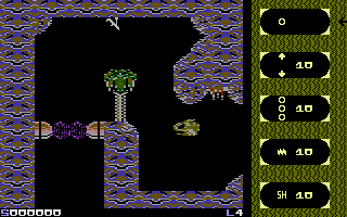 Taskforce (Commodore 16, Plus/4) screenshot: Watch the gun on the ceiling