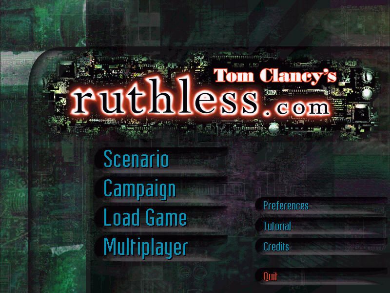 Tom Clancy's ruthless.com (Windows) screenshot: Main menu
