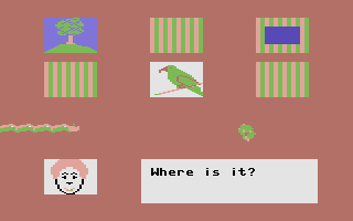 Hide and Seek (Commodore 16, Plus/4) screenshot: Find It: Where is the boy?