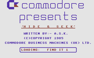 Hide and Seek (Commodore 16, Plus/4) screenshot: Loading Screen