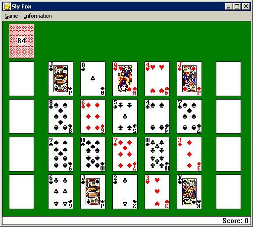 Solitaire King: Sly Fox (Windows 3.x) screenshot: This is the arrangement of the cards for this game.