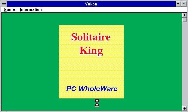 Solitaire King: Yukon (Windows 3.x) screenshot: The game's title screen follows the freeware declaration