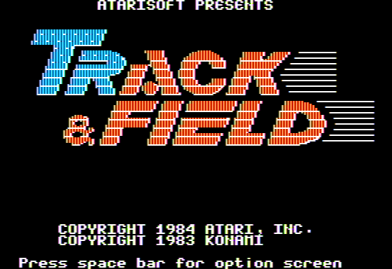 Track & Field (Apple II) screenshot: Title Screen