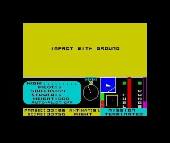 Terrahawks (ZX Spectrum) screenshot: The other way to lose a life
