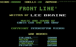 Front Line (Commodore 64) screenshot: Title screen